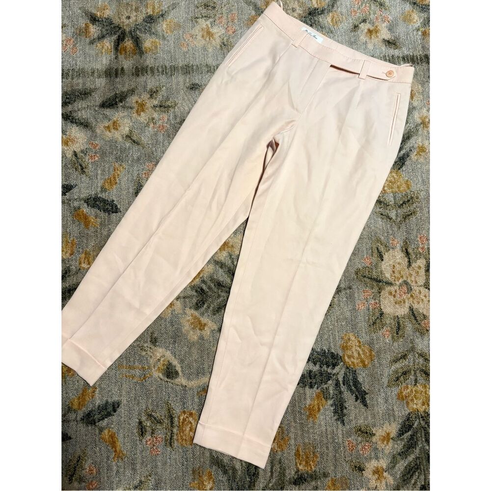 Loro Piana Cotton Pleated Tapered Leg Trousers Pants Pale Pink Size 8/10